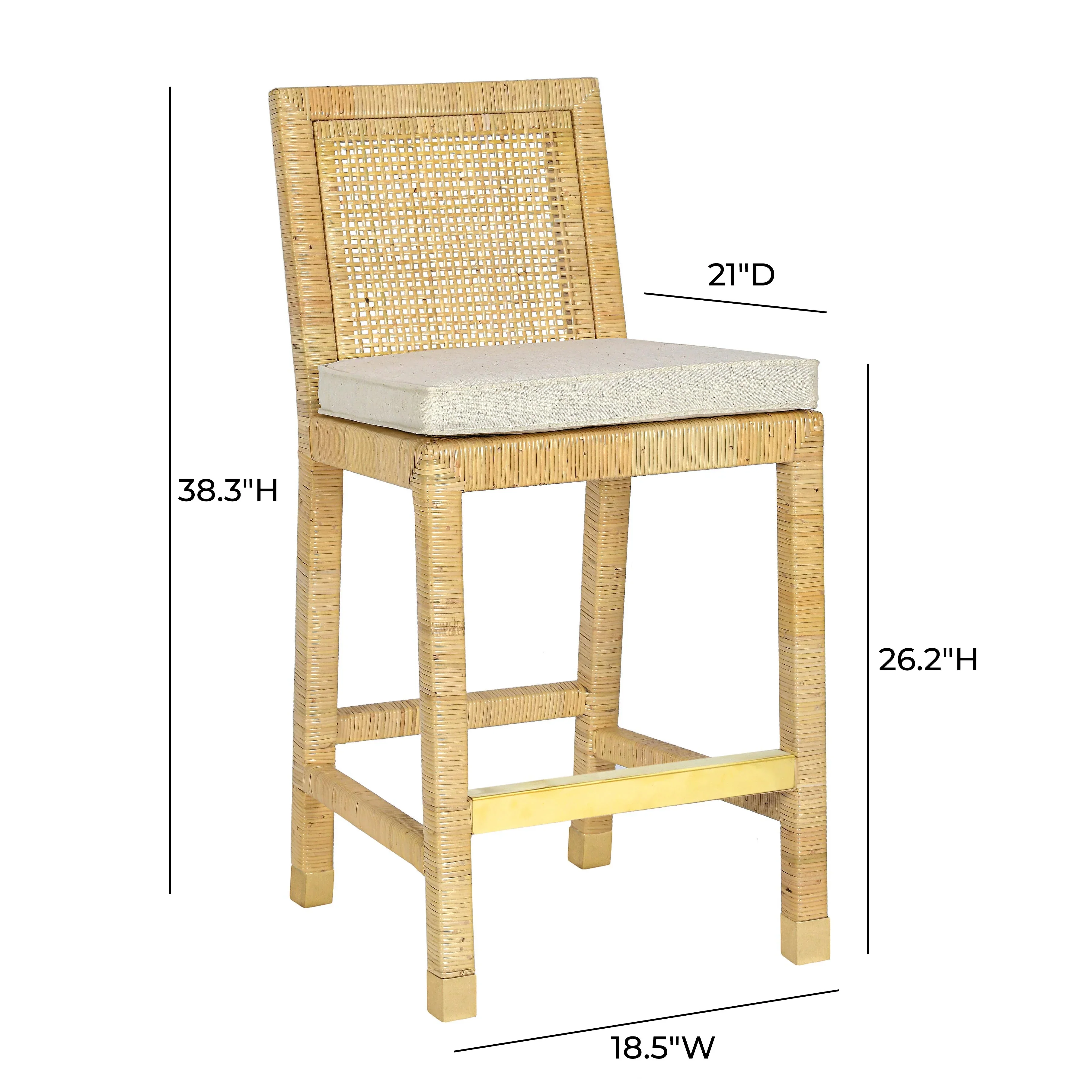 Amara Rattan & Cream Contract-Grade Linen Stool - Image 5