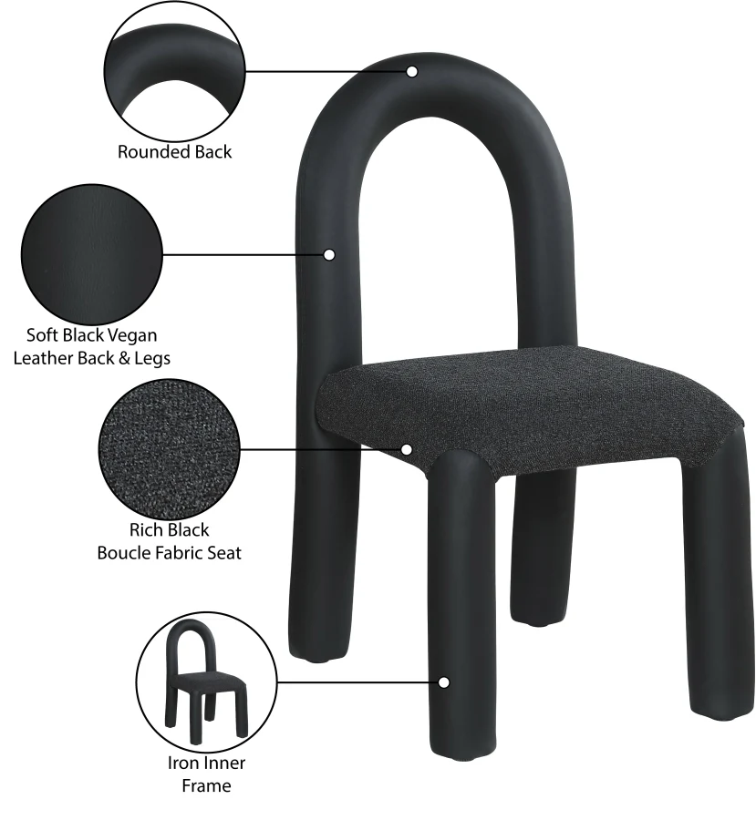 Amari Vegan Leather And Boucle Fabric Upholstered Dining Chair - Image 10