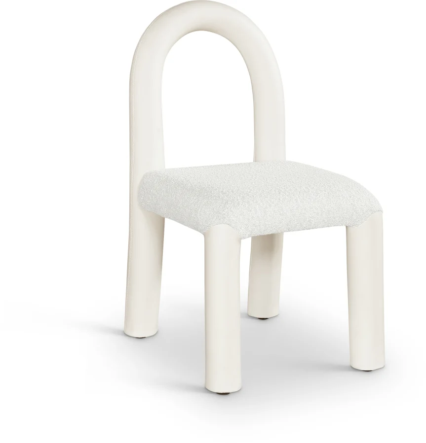 Amari Vegan Leather And Boucle Fabric Upholstered Dining Chair - Image 12