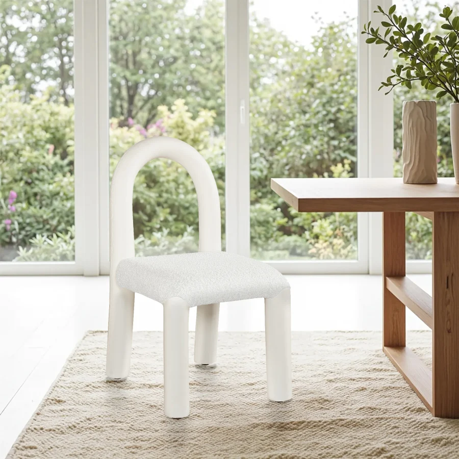 Amari Vegan Leather And Boucle Fabric Upholstered Dining Chair - Image 13