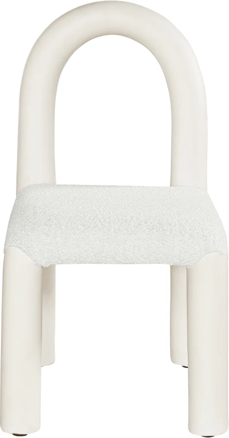 Amari Vegan Leather And Boucle Fabric Upholstered Dining Chair - Image 14