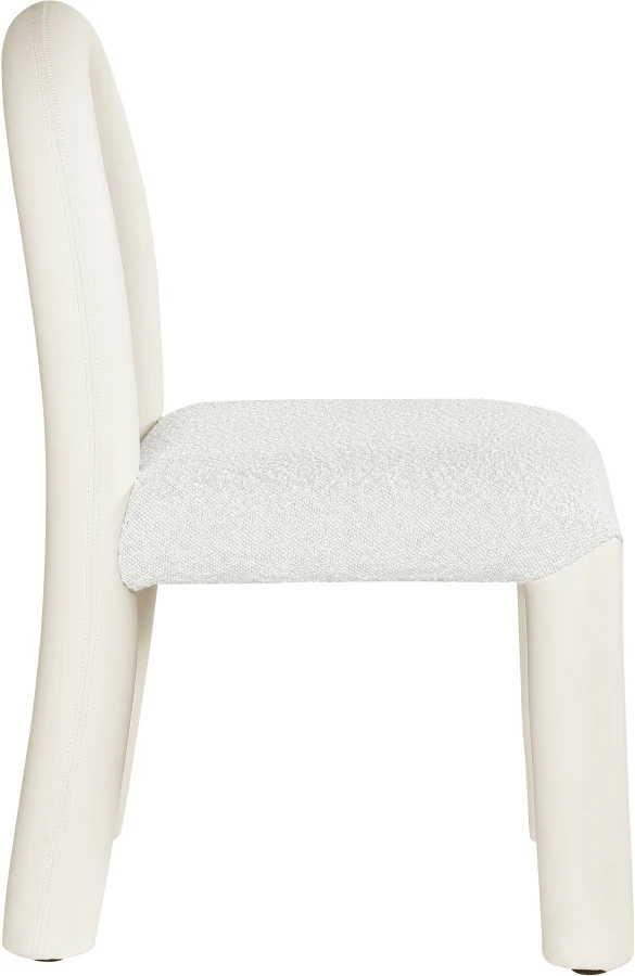 Amari Vegan Leather And Boucle Fabric Upholstered Dining Chair - Image 15