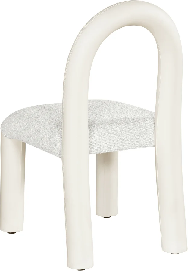 Amari Vegan Leather And Boucle Fabric Upholstered Dining Chair - Image 17
