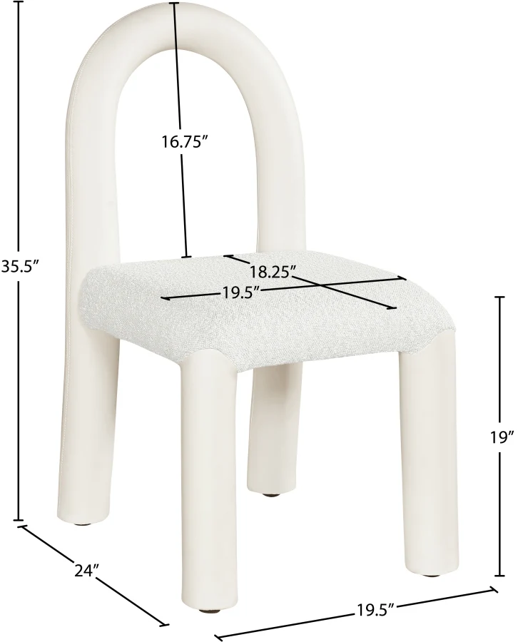 Amari Vegan Leather And Boucle Fabric Upholstered Dining Chair - Image 19
