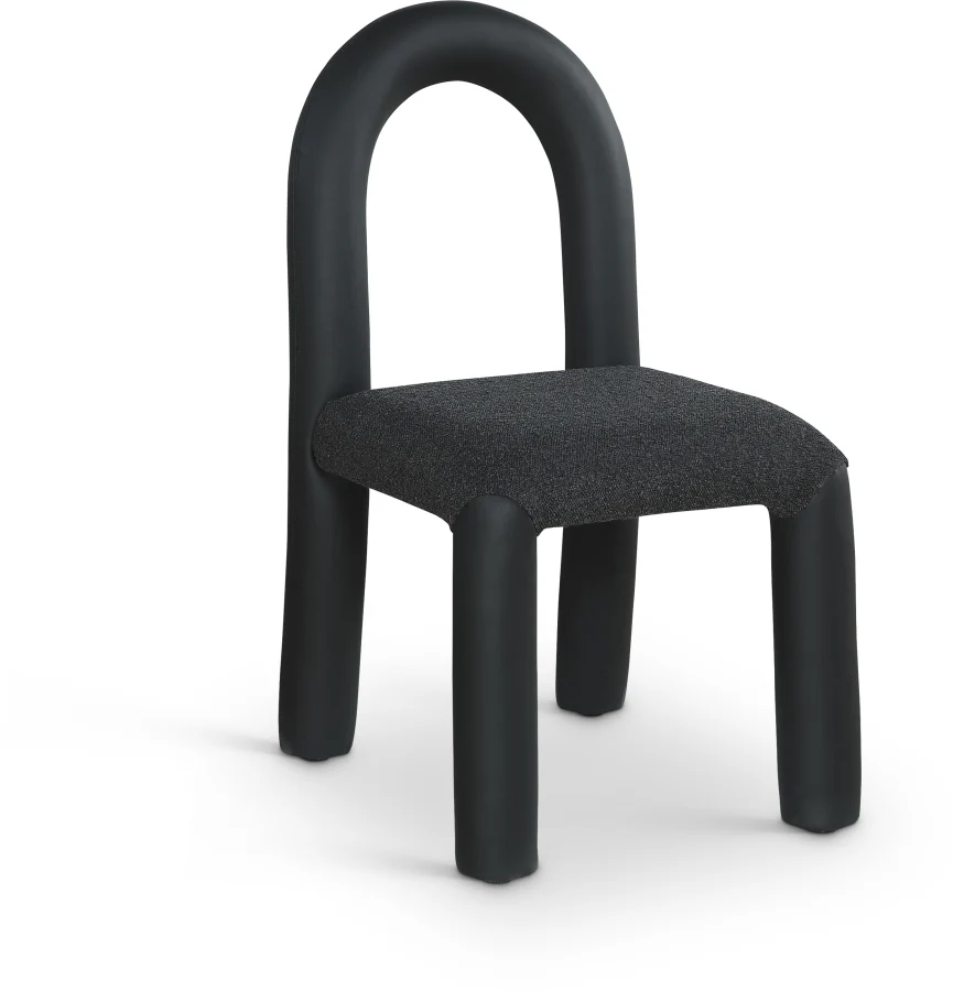 Amari Vegan Leather And Boucle Fabric Upholstered Dining Chair - Image 2