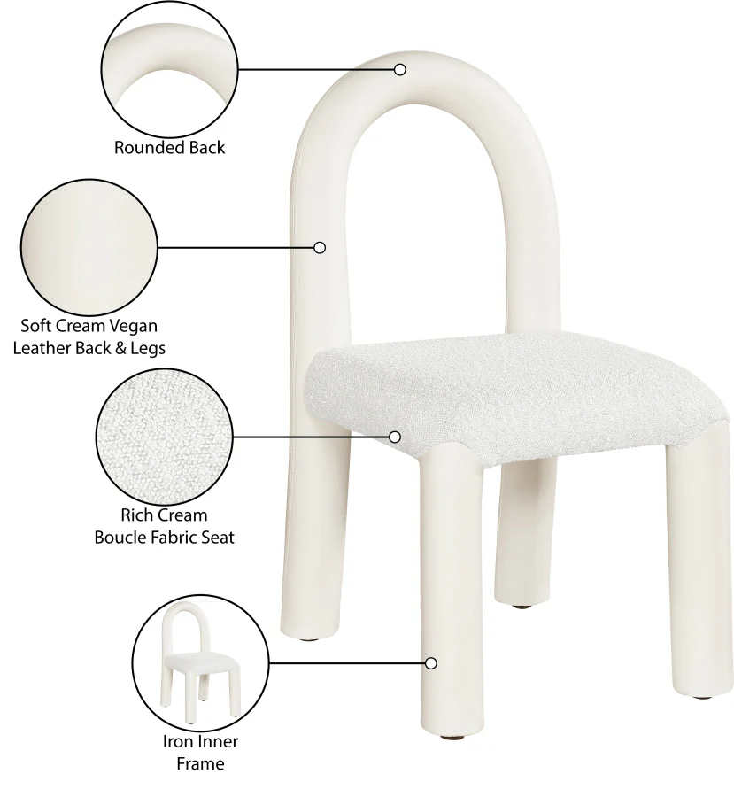 Amari Vegan Leather And Boucle Fabric Upholstered Dining Chair - Image 20