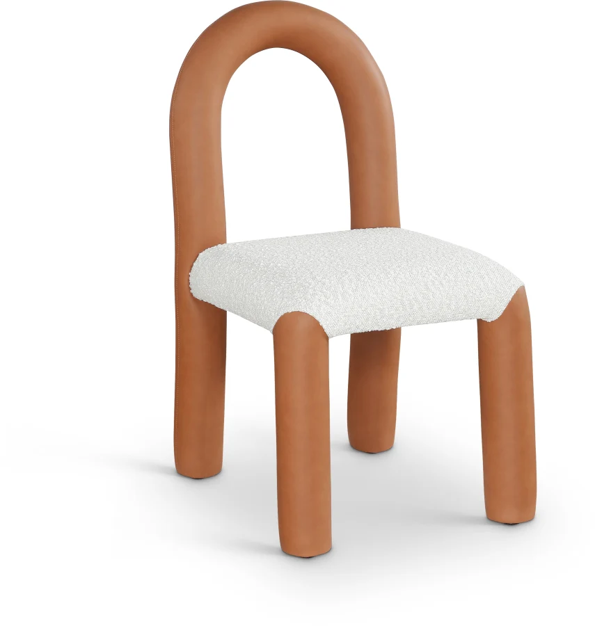 Amari Vegan Leather And Boucle Fabric Upholstered Dining Chair - Image 22