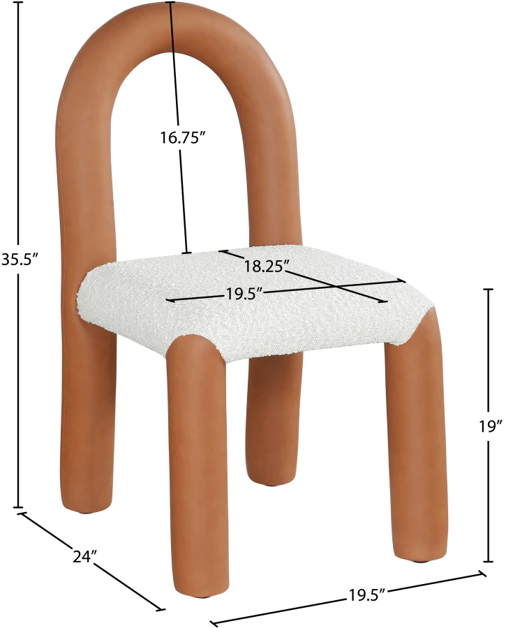 Amari Vegan Leather And Boucle Fabric Upholstered Dining Chair - Image 29