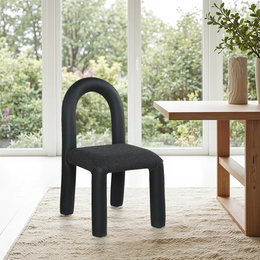 Amari Vegan Leather And Boucle Fabric Upholstered Dining Chair - Image 3
