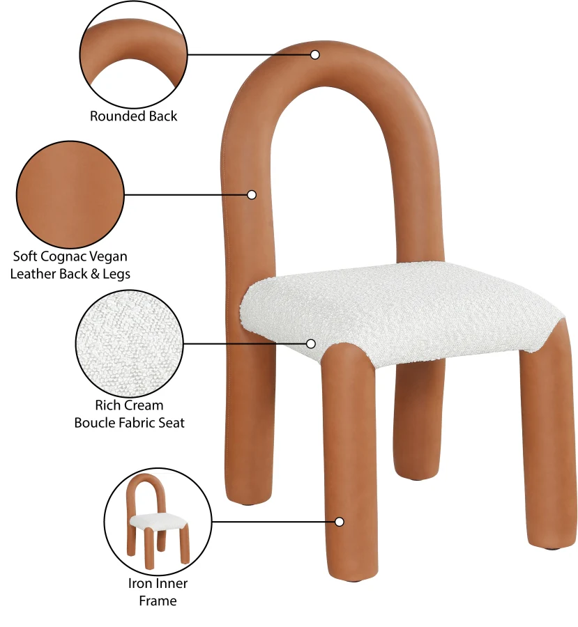 Amari Vegan Leather And Boucle Fabric Upholstered Dining Chair - Image 30