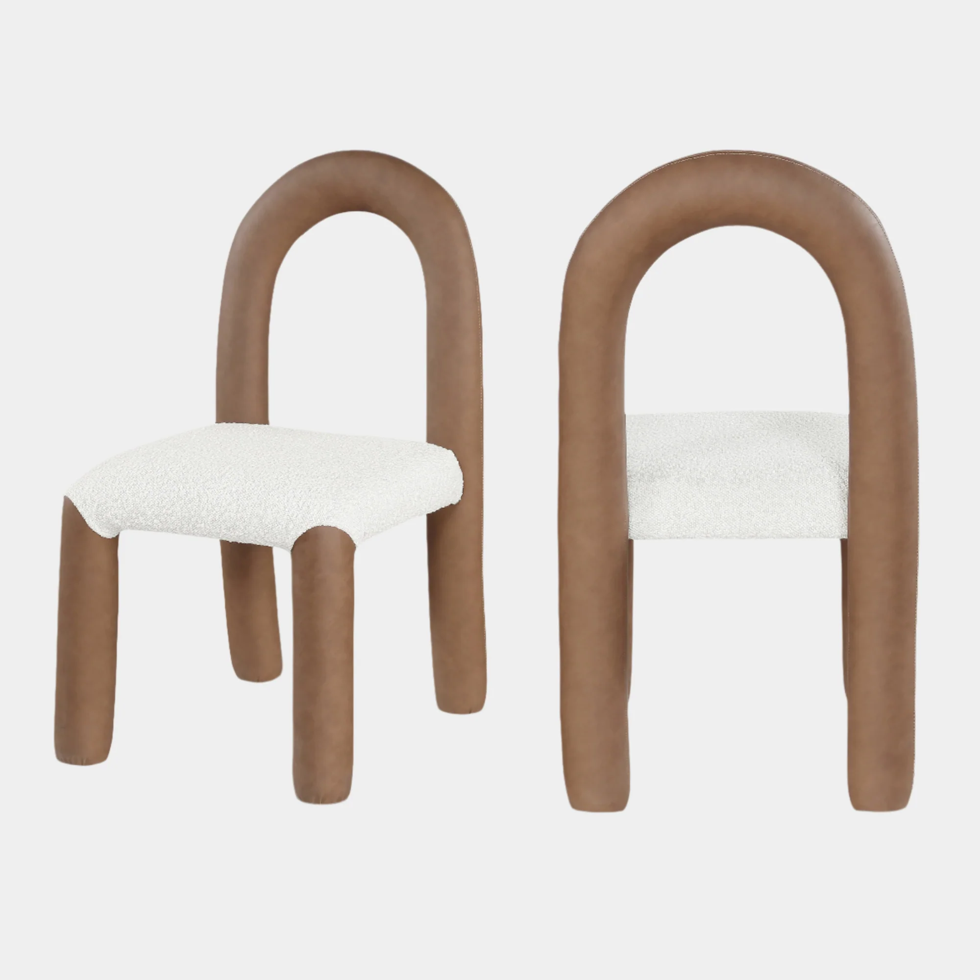 Amari Vegan Leather And Boucle Fabric Upholstered Dining Chair - Image 31