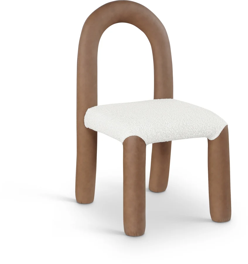 Amari Vegan Leather And Boucle Fabric Upholstered Dining Chair - Image 32