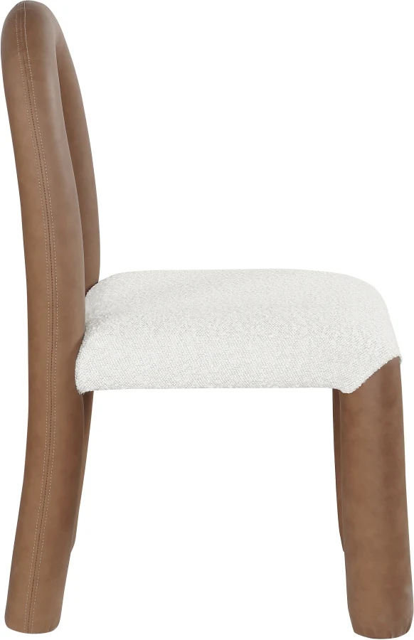 Amari Vegan Leather And Boucle Fabric Upholstered Dining Chair - Image 35