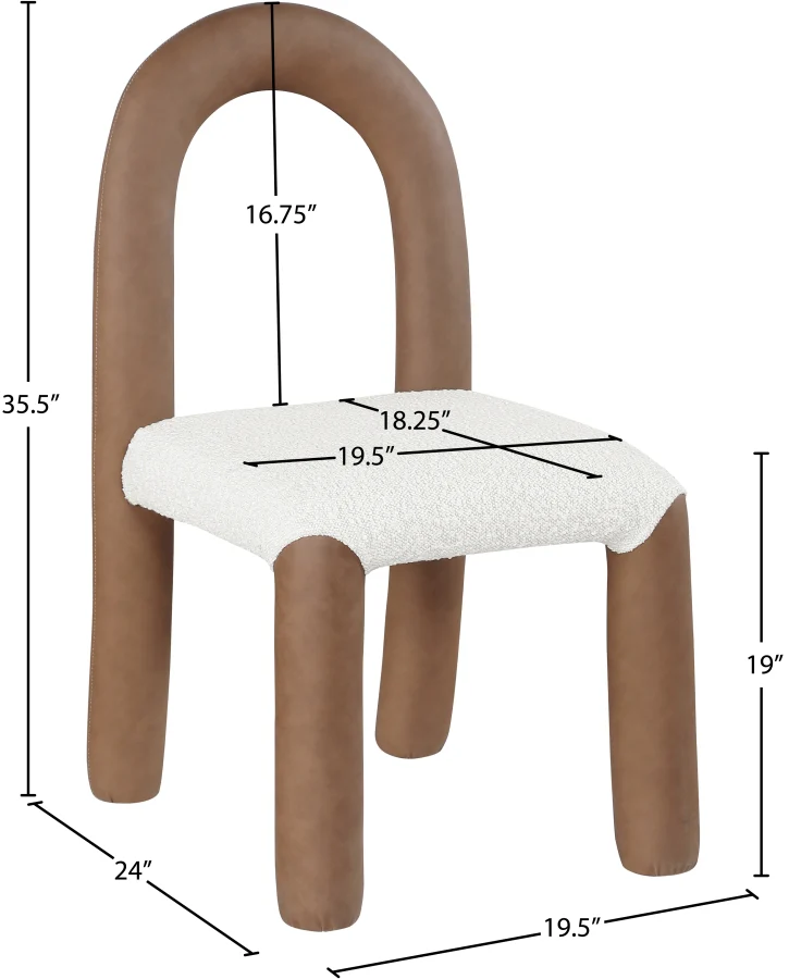 Amari Vegan Leather And Boucle Fabric Upholstered Dining Chair - Image 39