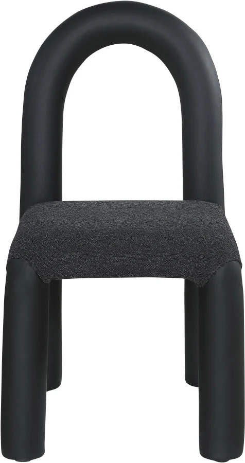 Amari Vegan Leather And Boucle Fabric Upholstered Dining Chair - Image 4