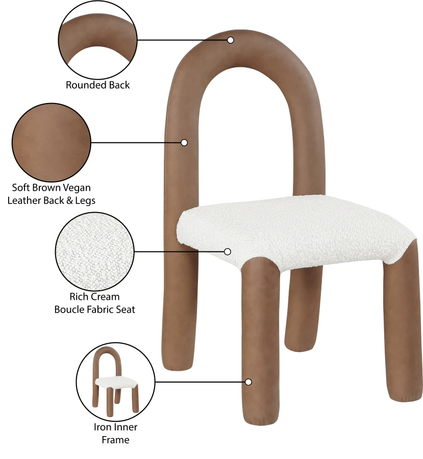 Amari Vegan Leather And Boucle Fabric Upholstered Dining Chair - Image 40