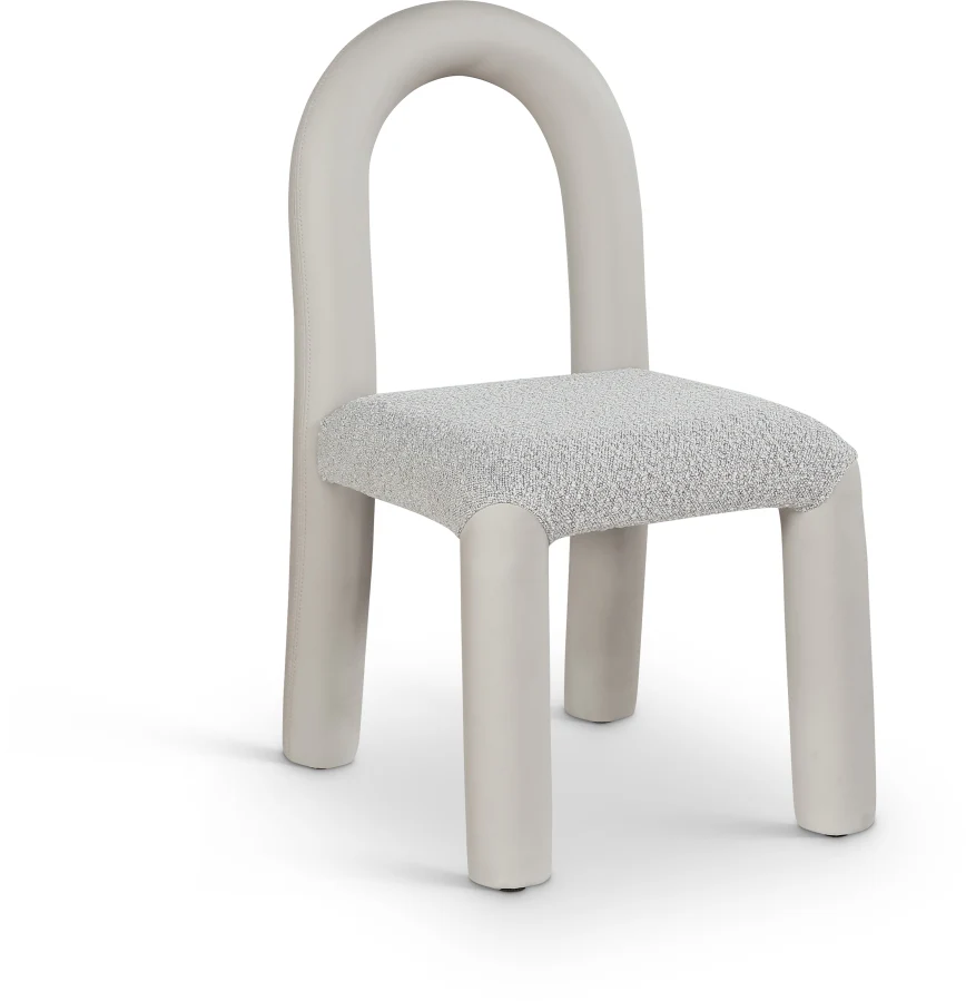 Amari Vegan Leather And Boucle Fabric Upholstered Dining Chair - Image 42