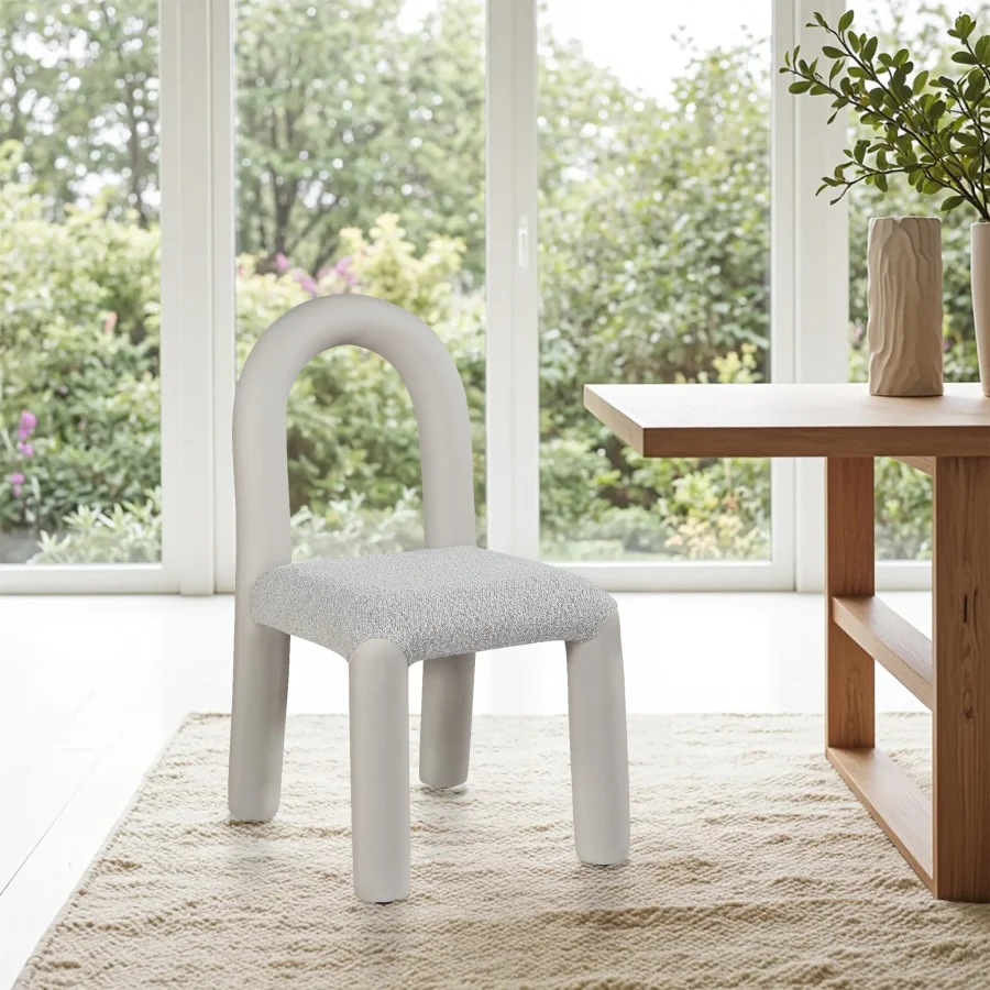 Amari Vegan Leather And Boucle Fabric Upholstered Dining Chair - Image 43
