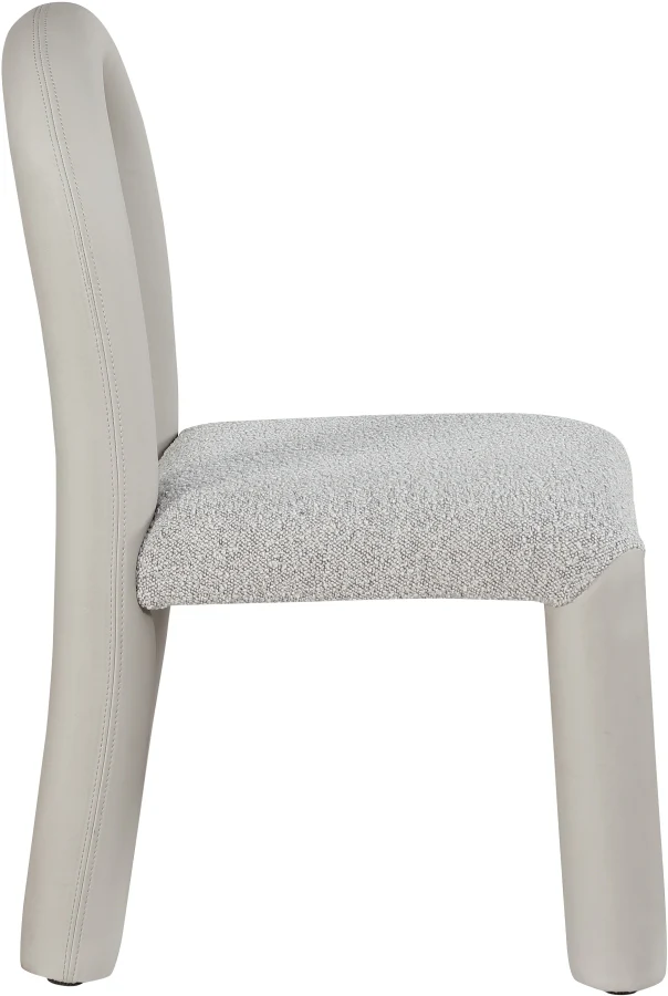Amari Vegan Leather And Boucle Fabric Upholstered Dining Chair - Image 45