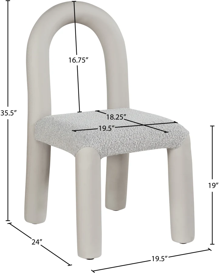 Amari Vegan Leather And Boucle Fabric Upholstered Dining Chair - Image 49