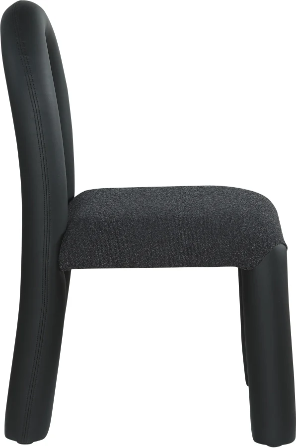 Amari Vegan Leather And Boucle Fabric Upholstered Dining Chair - Image 5