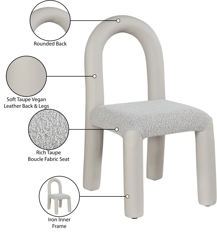 Amari Vegan Leather And Boucle Fabric Upholstered Dining Chair - Image 50