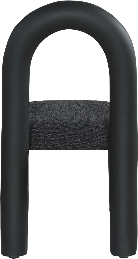Amari Vegan Leather And Boucle Fabric Upholstered Dining Chair - Image 6