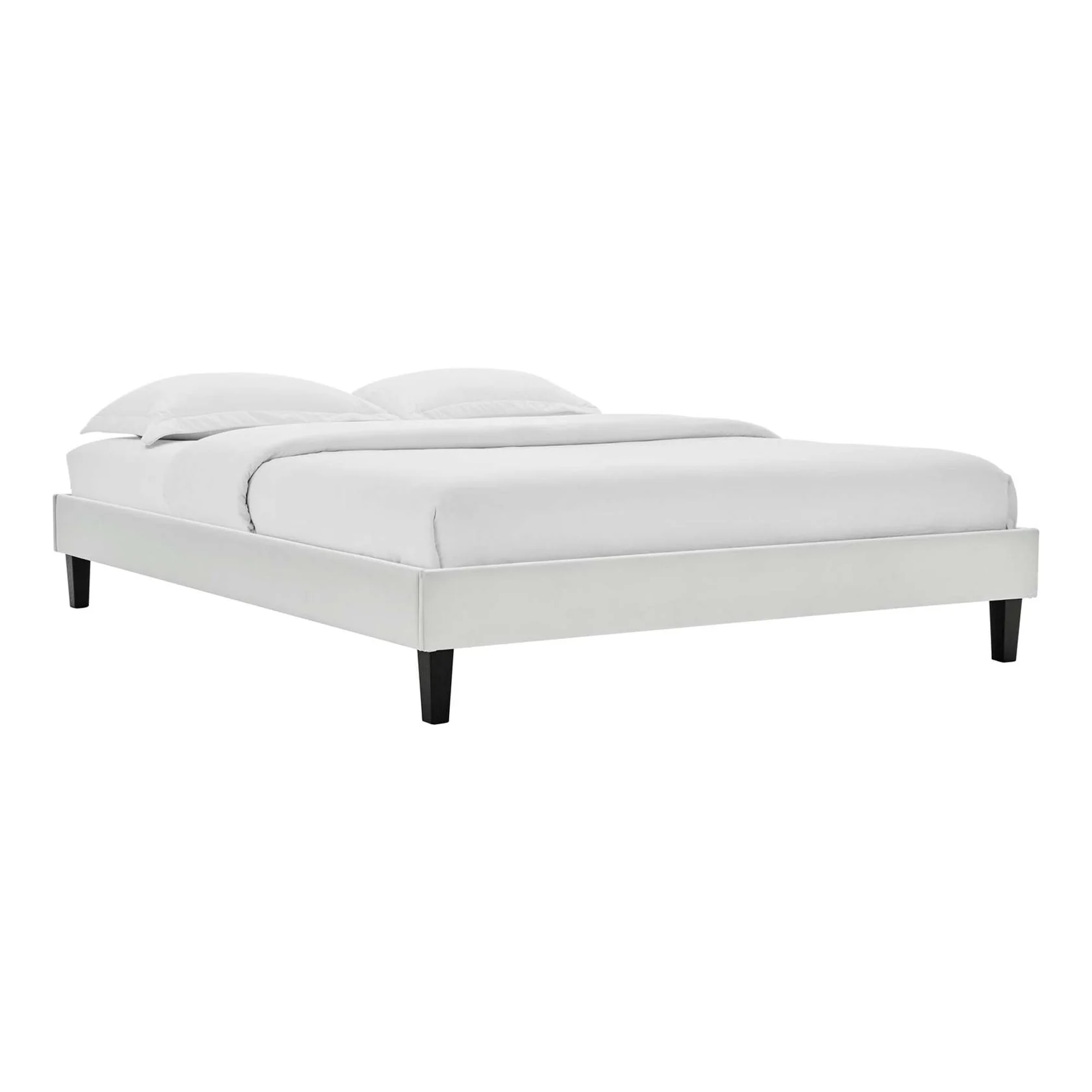Amber Performance Velvet Platform Bed With Black Wood Legs - Image 18