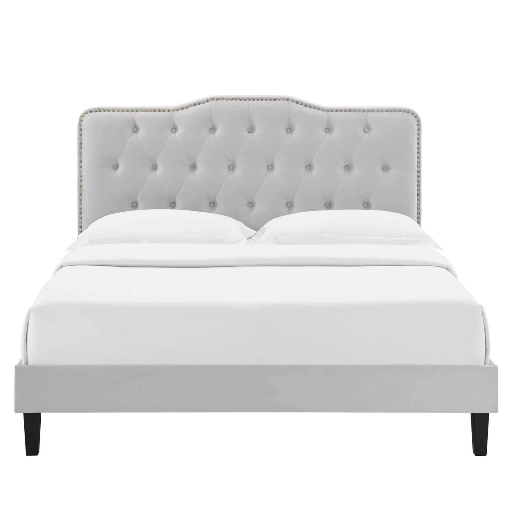 Amber Performance Velvet Platform Bed With Black Wood Legs - Image 22