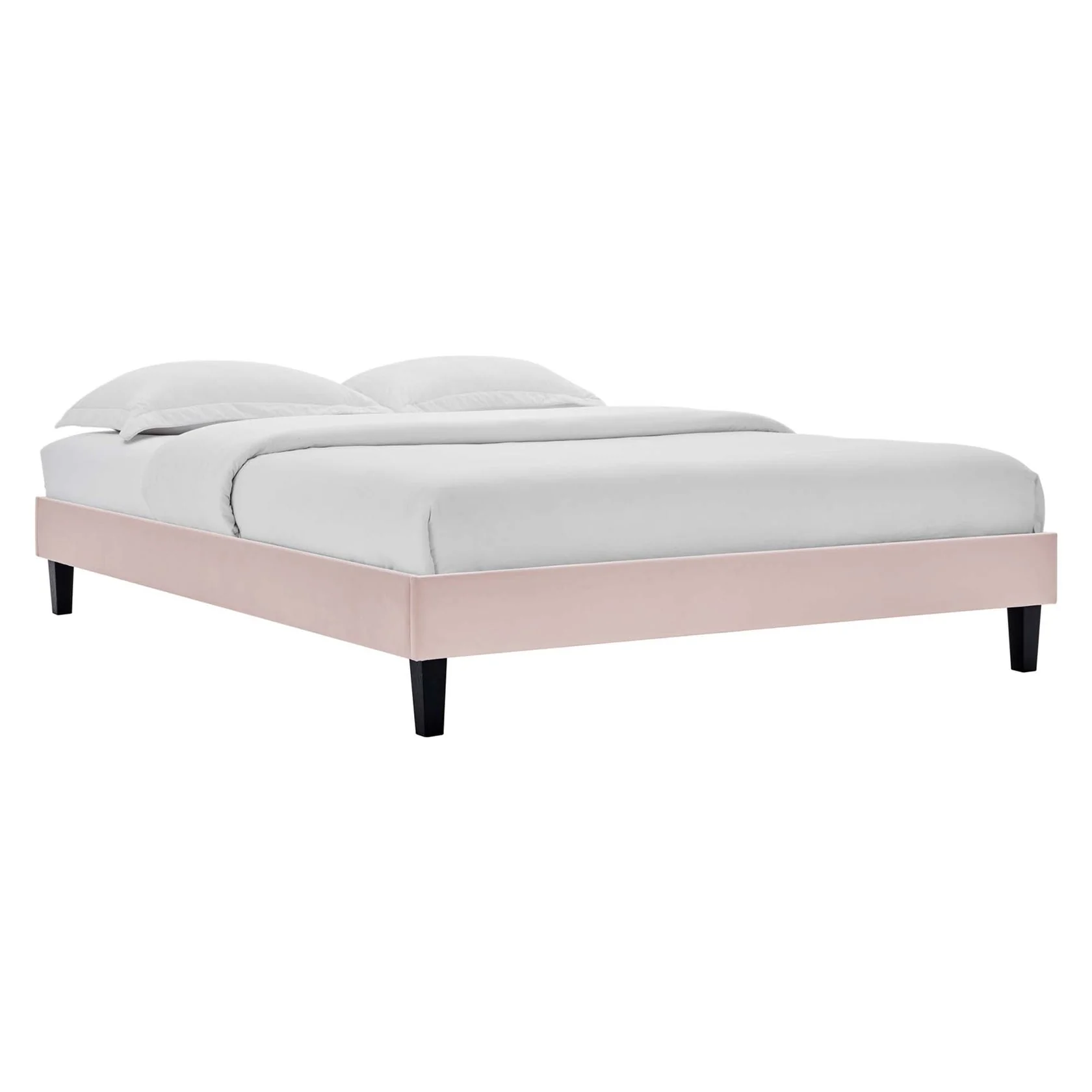 Amber Performance Velvet Platform Bed With Black Wood Legs - Image 4