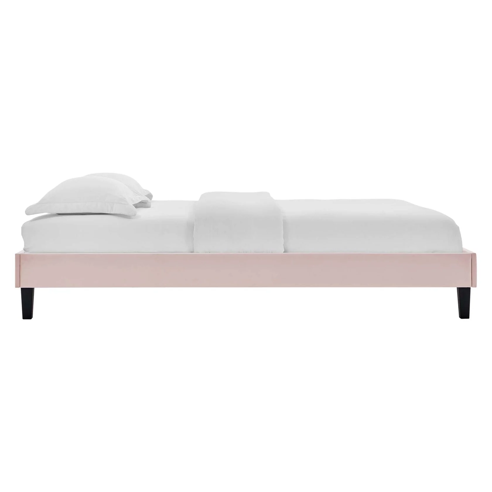 Amber Performance Velvet Platform Bed With Black Wood Legs - Image 5