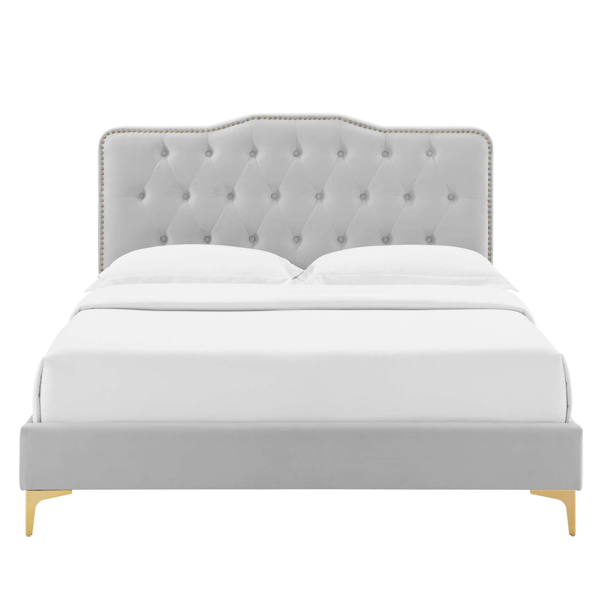 Amber Performance Velvet Platform Bed With Gold Legs - Image 24