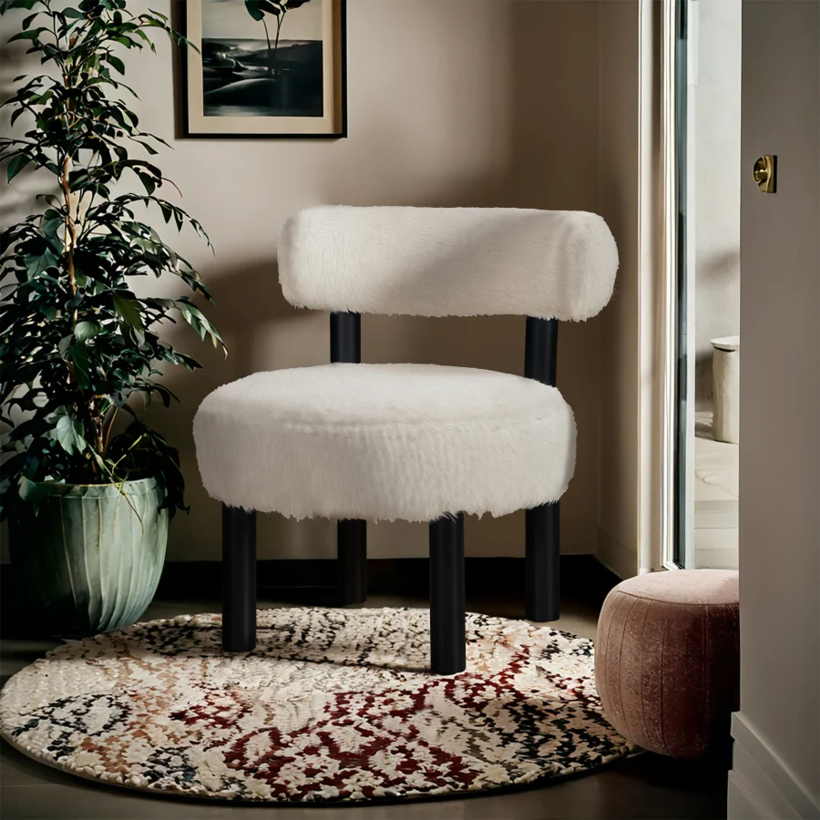 Ambre Vegan Shearling Fabric Upholstered Accent Chair - Image 12