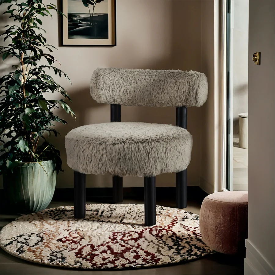 Ambre Vegan Shearling Fabric Upholstered Accent Chair - Image 30