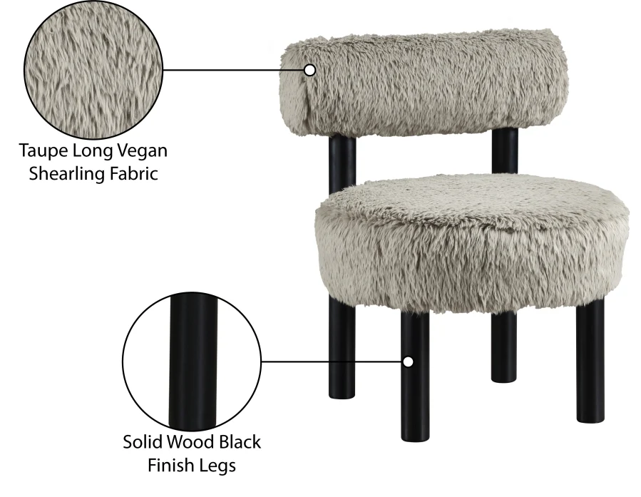 Ambre Vegan Shearling Fabric Upholstered Accent Chair - Image 37
