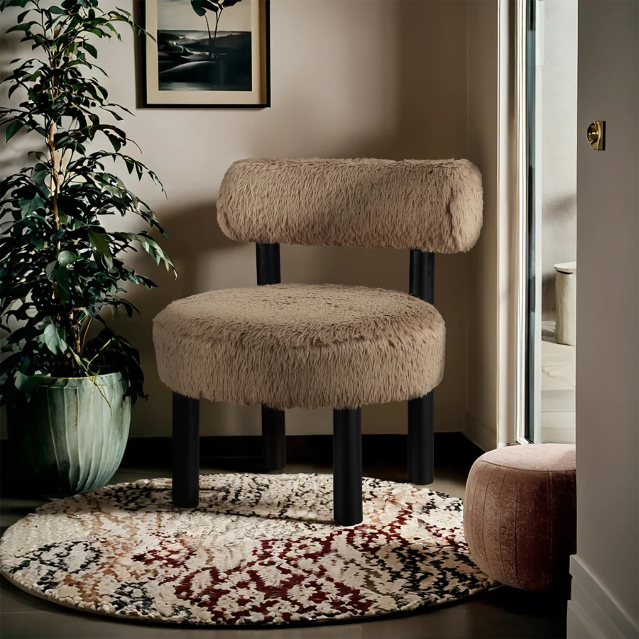 Ambre Vegan Shearling Fabric Upholstered Accent Chair - Image 39