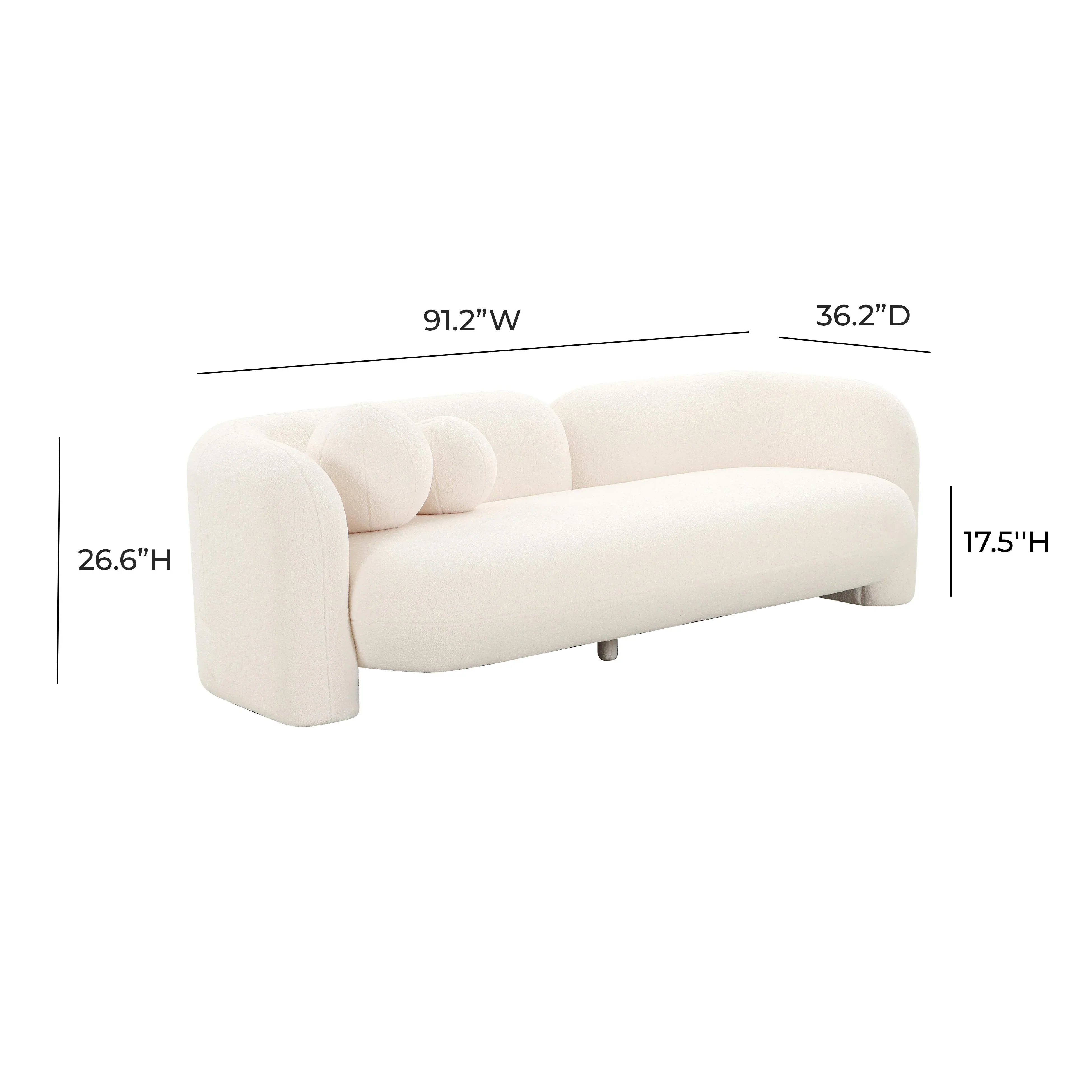 Amelie 91" Contract-Grade Faux Fur Sofa - Image 6