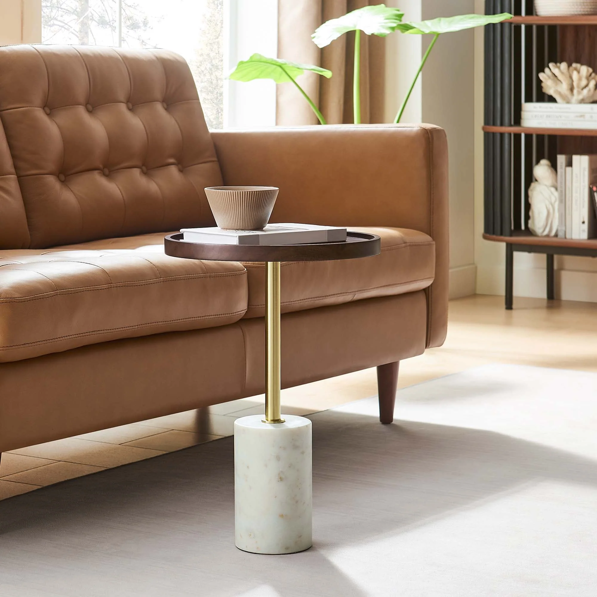 Amina Round Acacia Wood Side Table - Image 12