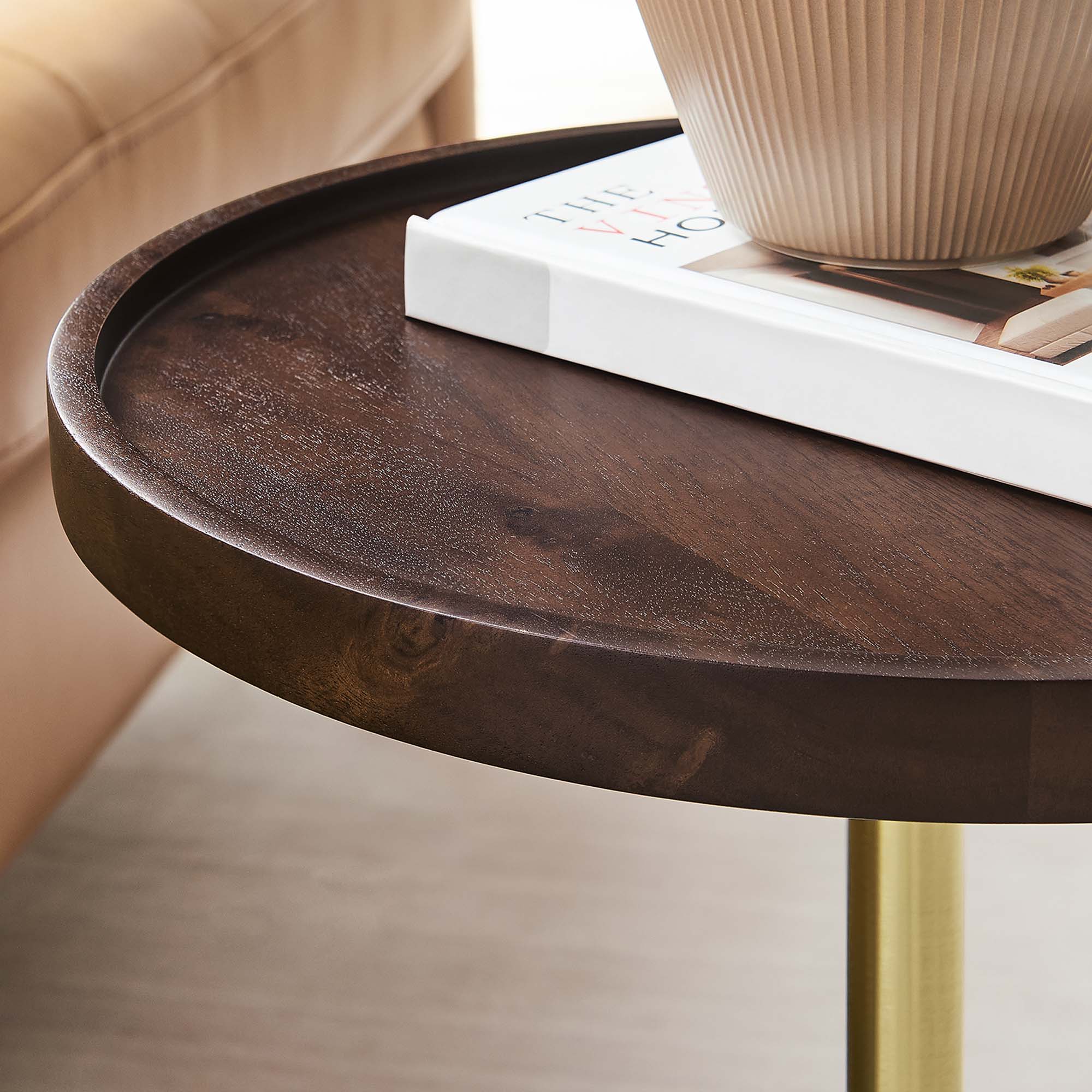 Amina Round Acacia Wood Side Table - Image 13