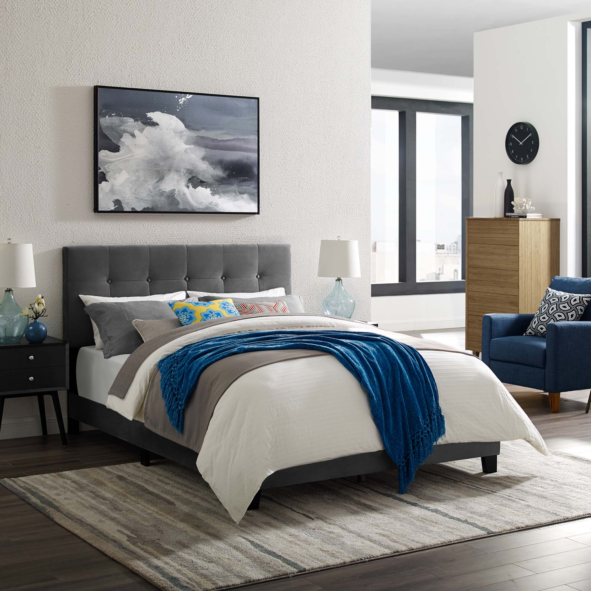 Amira Performance Velvet Bed - Image 6