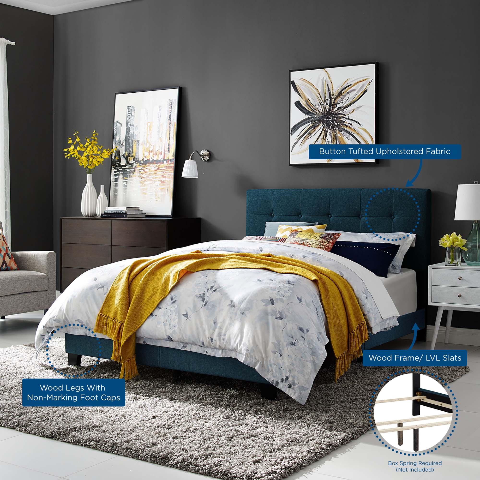 Amira Upholstered Fabric Bed - Image 3