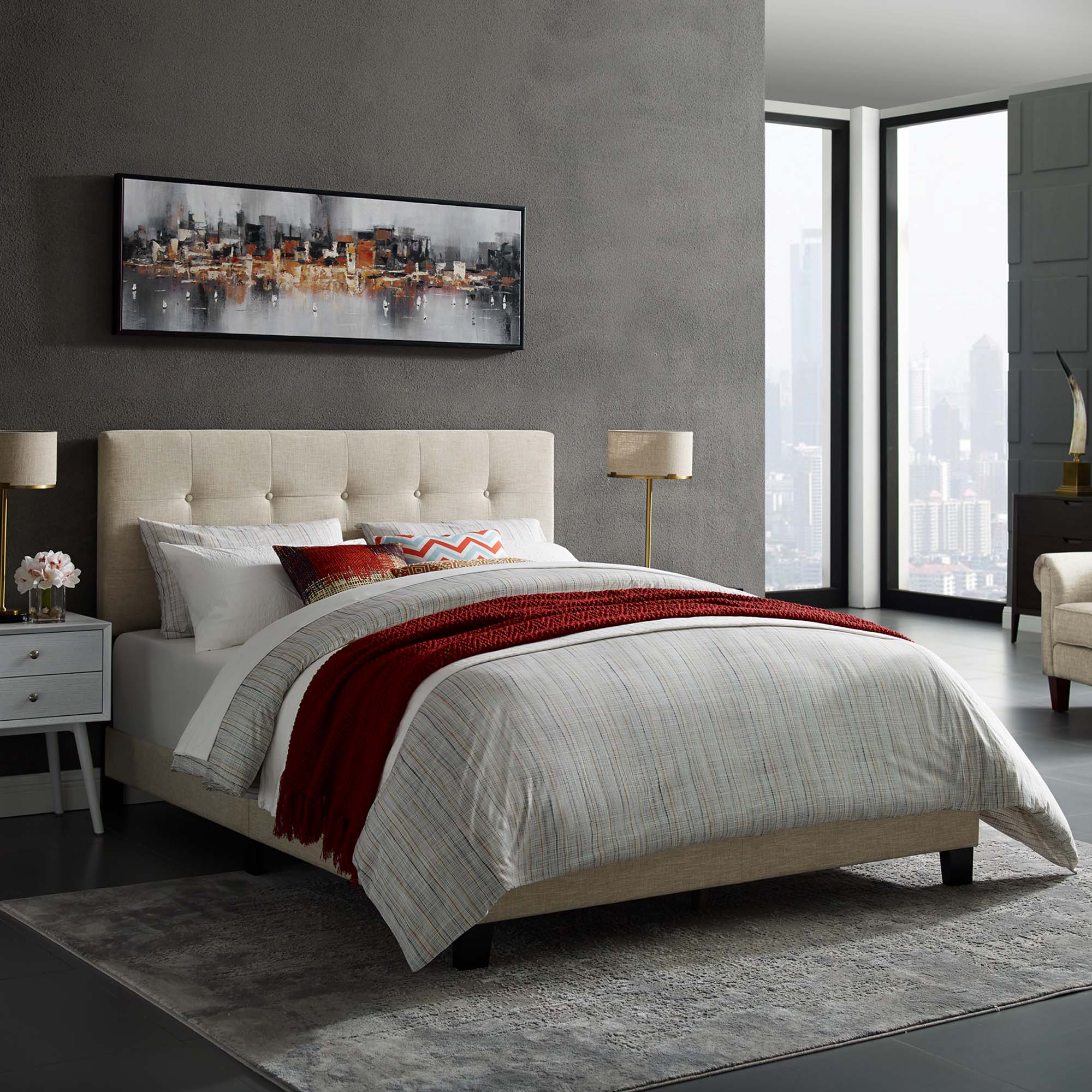 Amira Upholstered Fabric Bed - Image 35