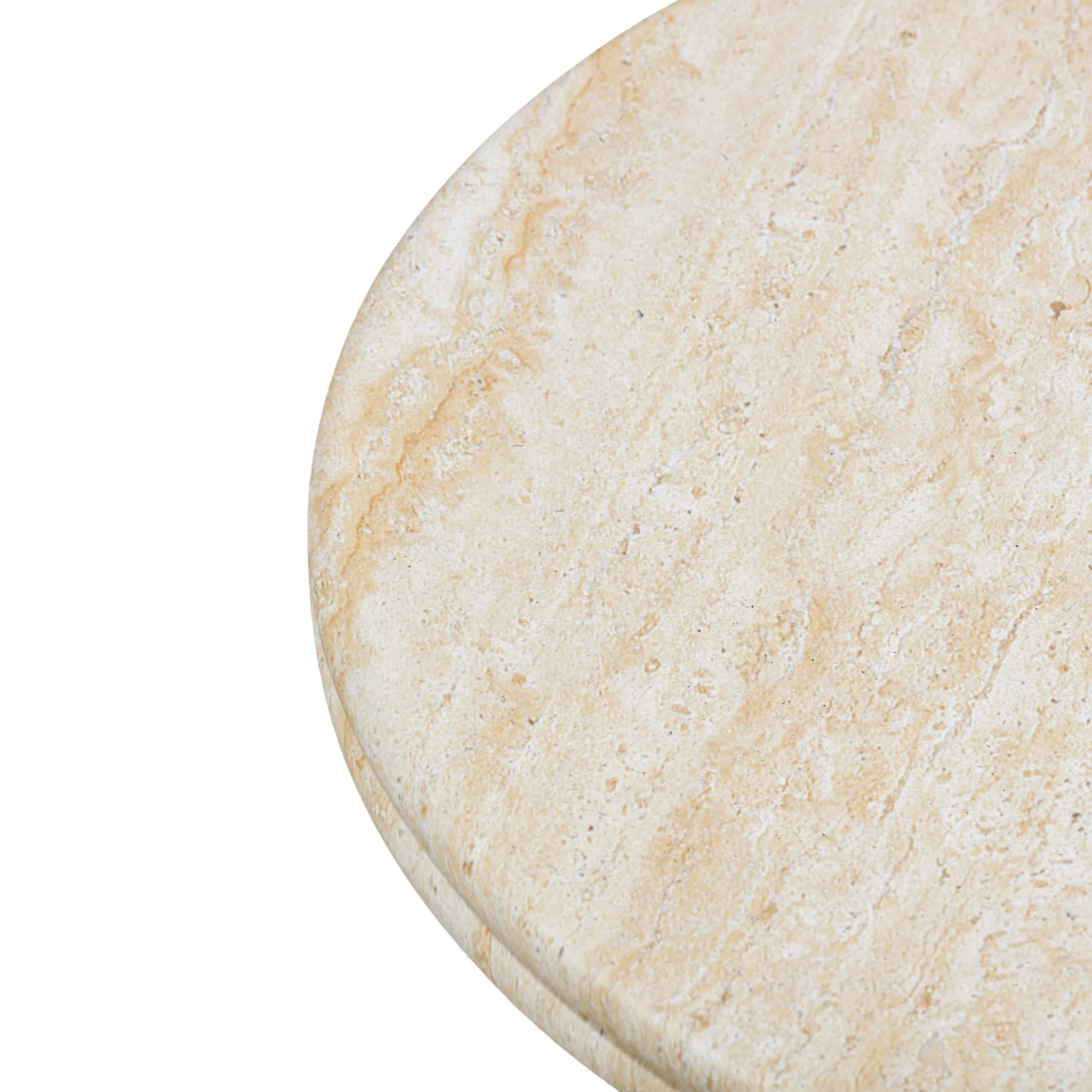 Amora Faux Travertine Indoor/Outdoor Round Accent Table (26"-32") - Image 11