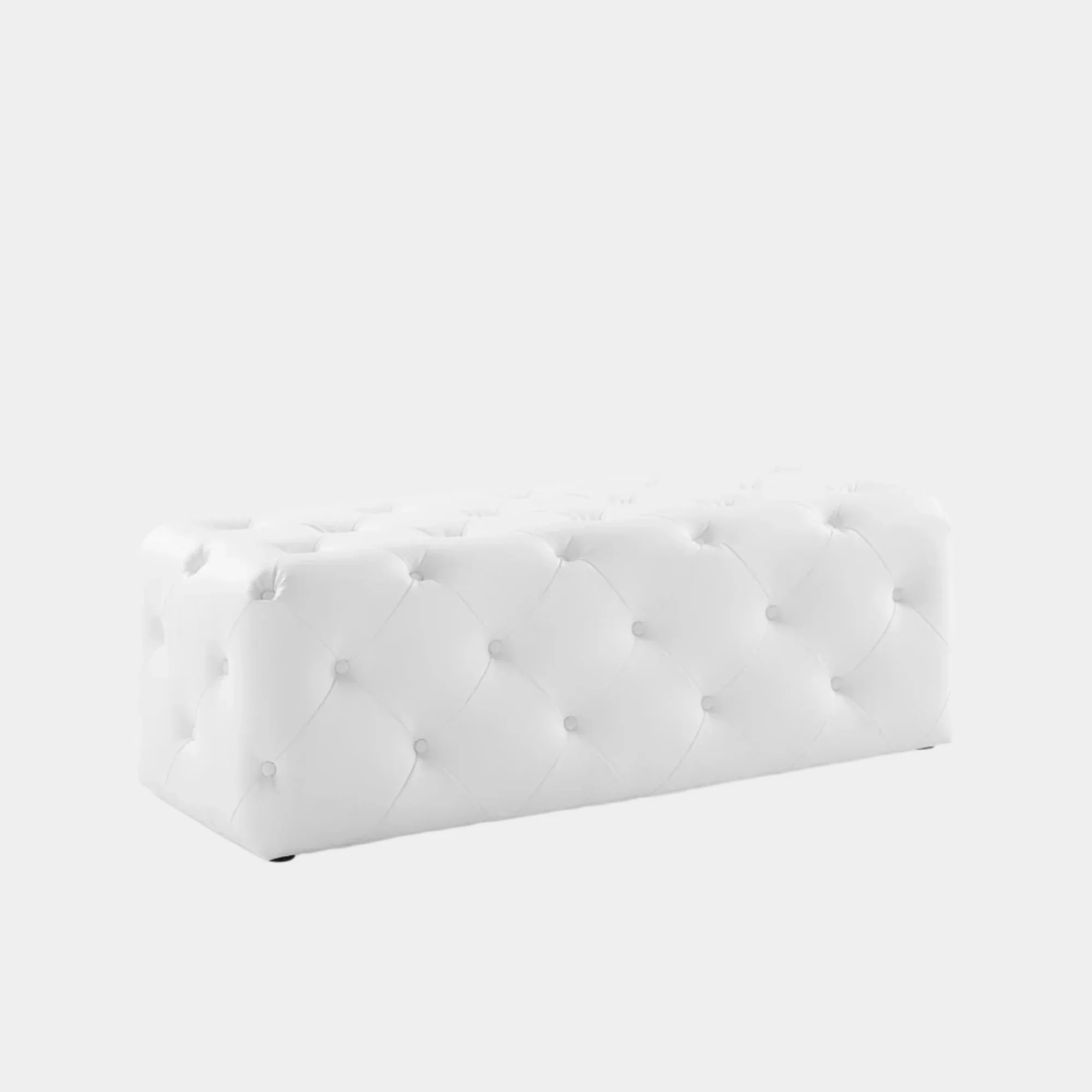 Amour 48" Tufted Button Entryway Faux Leather Bench in White