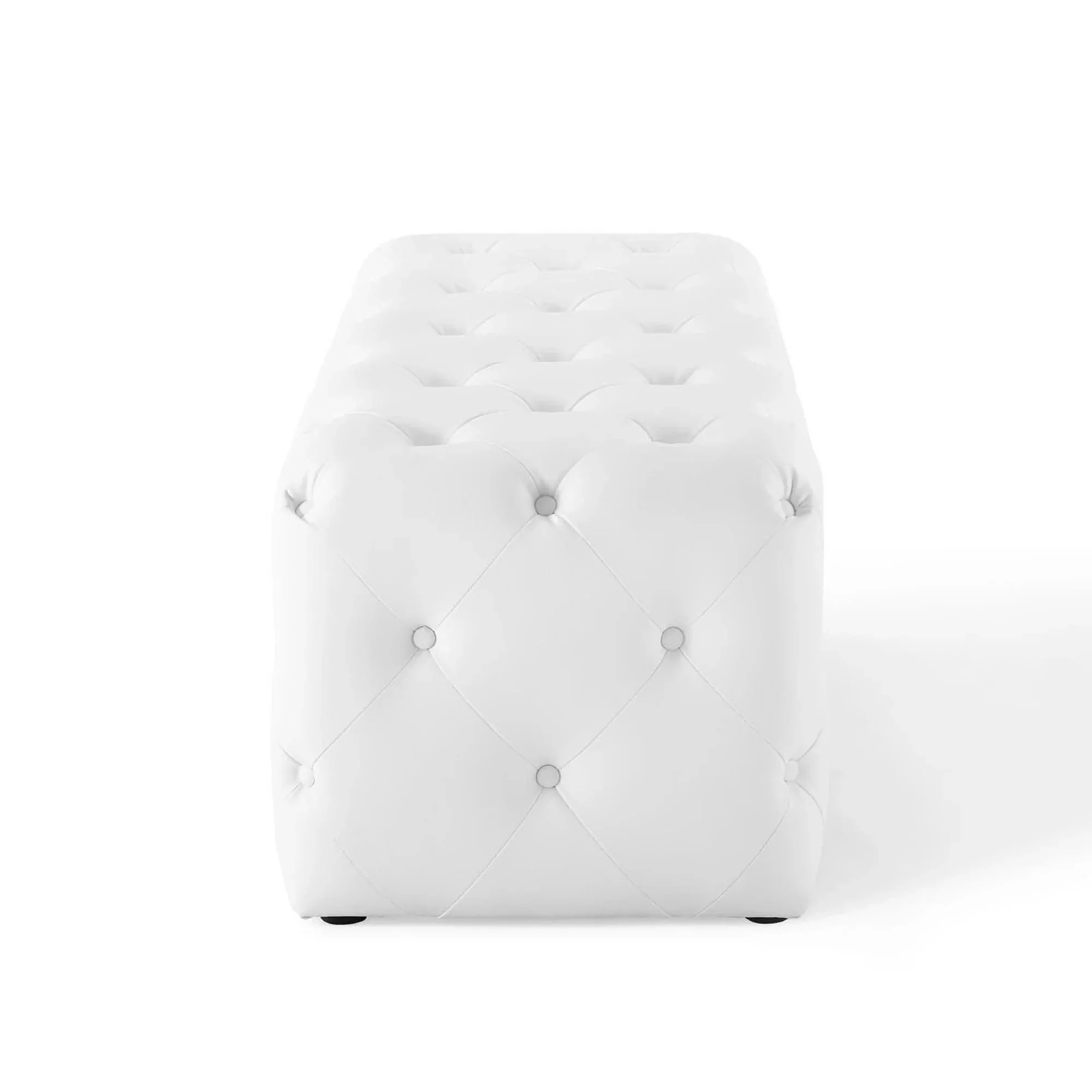 Amour 48" Tufted Button Entryway Faux Leather Bench in White - Image 7