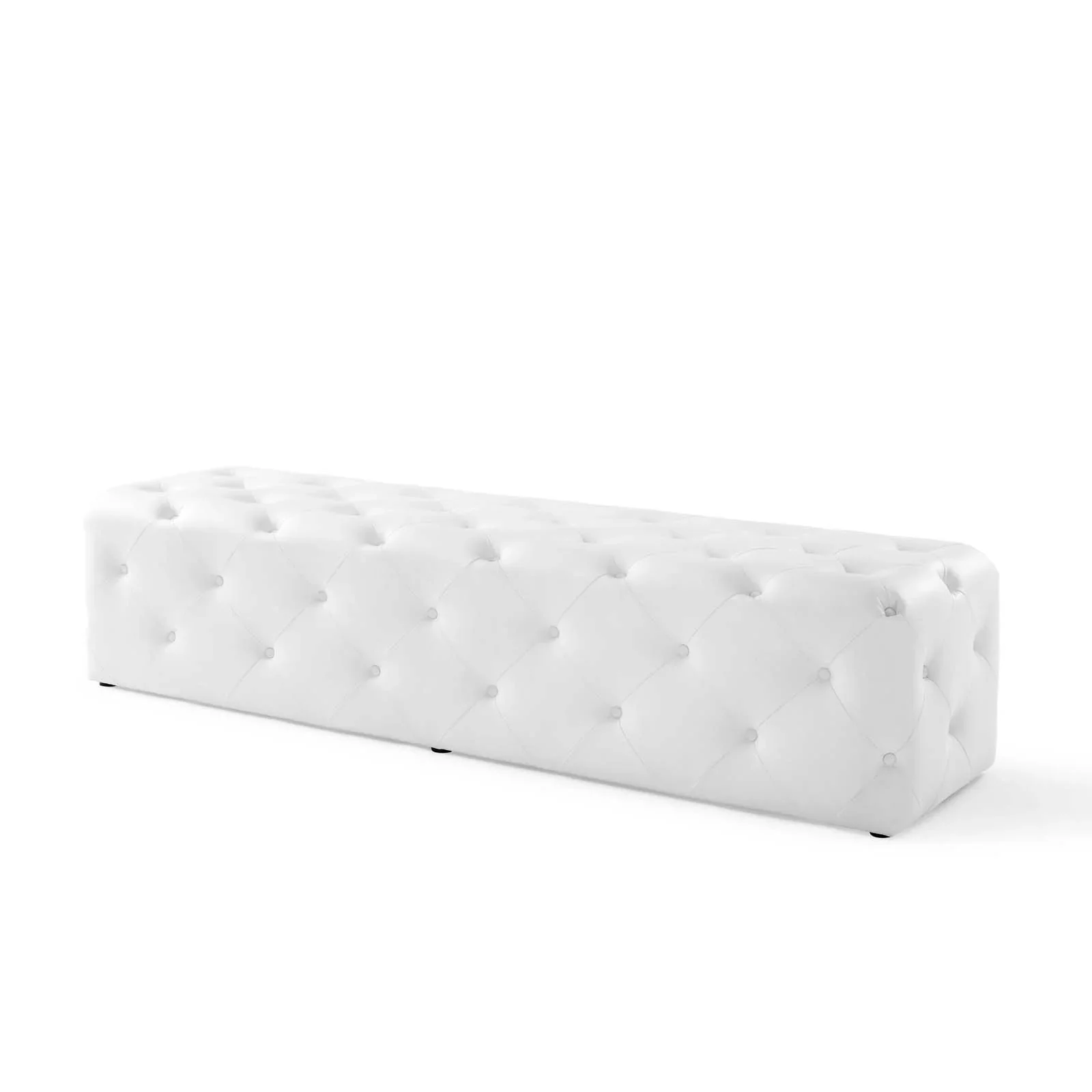 Amour Tufted Button Entryway Faux Leather Bench - Image 5