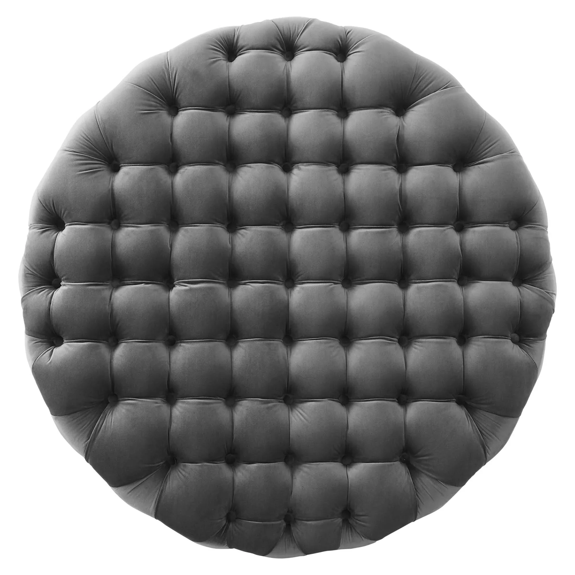 Amour Tufted Button Large Round Performance Velvet Ottoman - Image 17