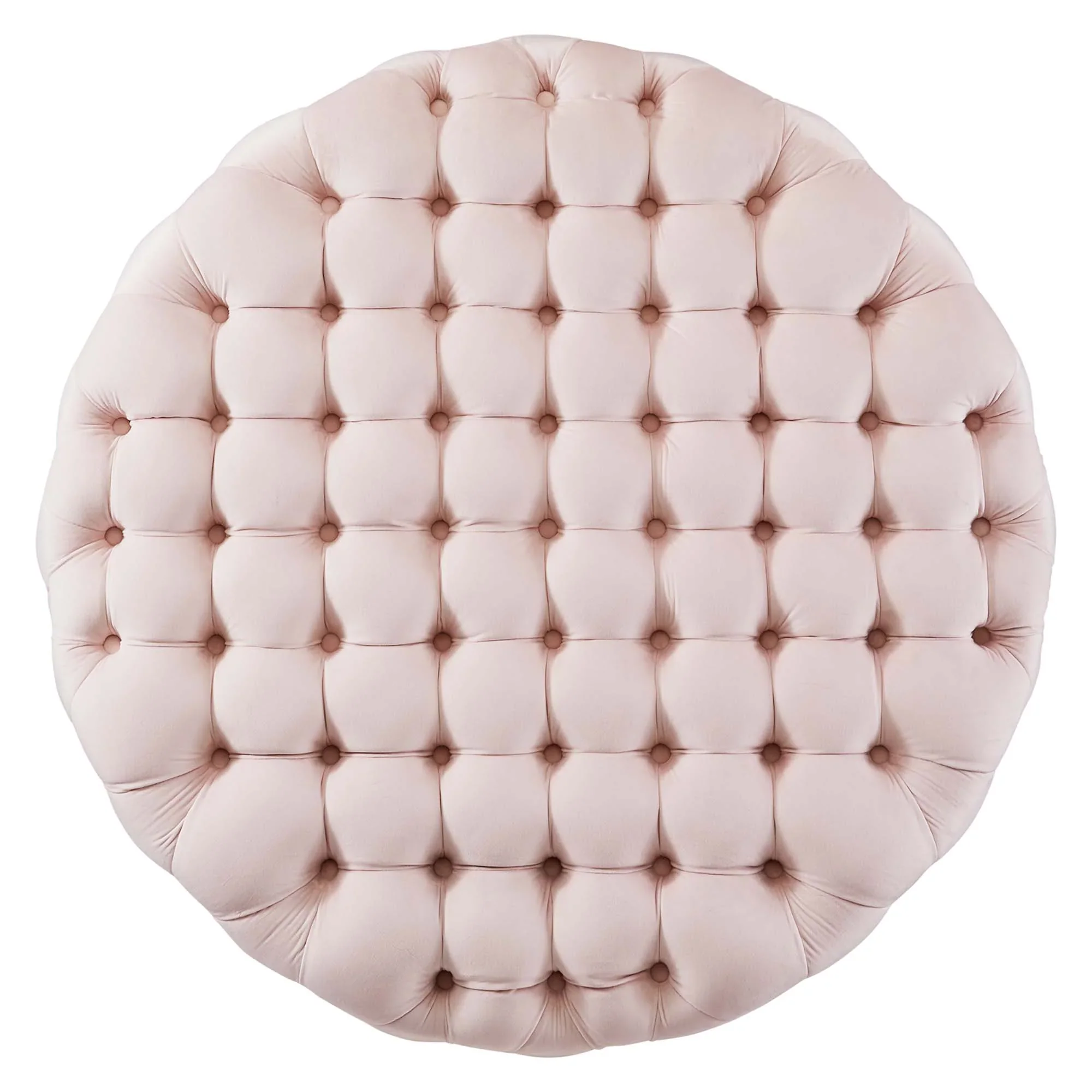 Amour Tufted Button Large Round Performance Velvet Ottoman - Image 29