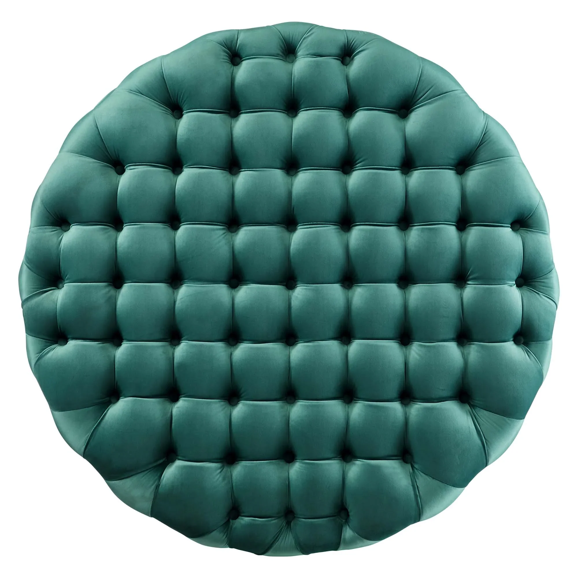 Amour Tufted Button Large Round Performance Velvet Ottoman - Image 35