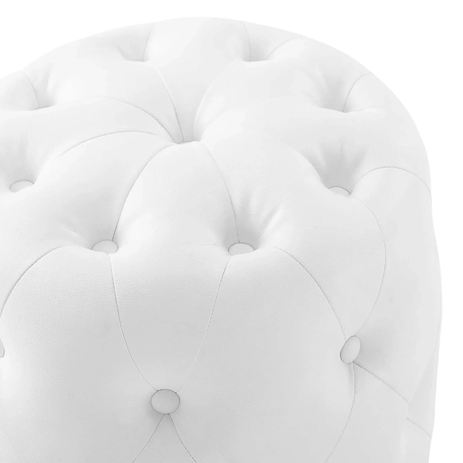 Amour Tufted Button Round Faux Leather Ottoman - Image 5